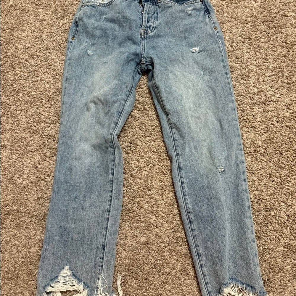 Pistola Light Blue Distressed Straight Leg Jeans